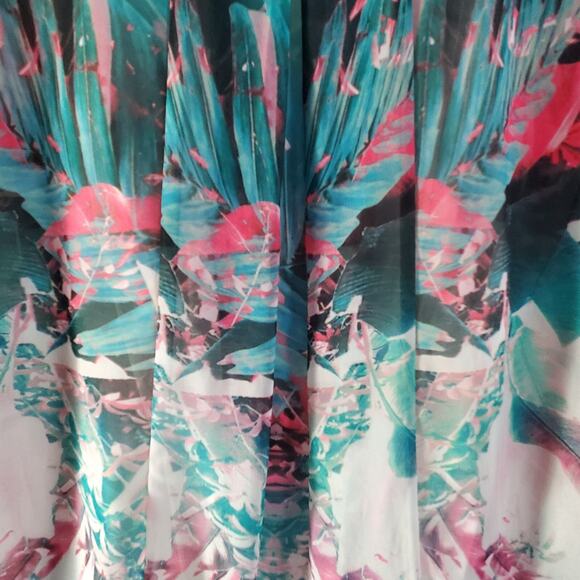 Jennifer Lopez Sheer Batwing Caftan Dress L/XL Slip Lined Tropical Boho Coverup - Picture 12 of 15